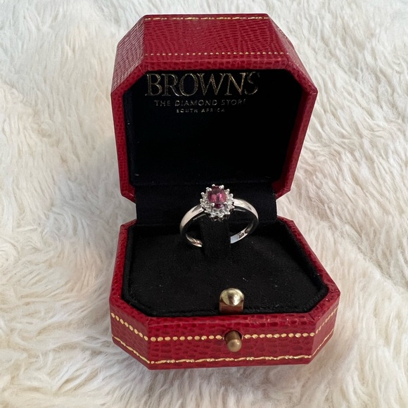 Gorgeous 14k white gold Pink sapphire & diamonds ring - Picture 3 of 5